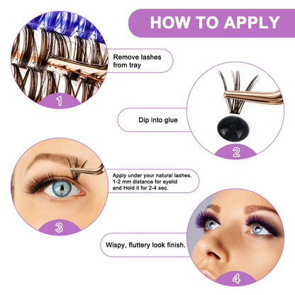 B&Qaugen Colored DIY Lash Clusters – 280 Clusters, 40D-D-15mm, 7 Color Mix