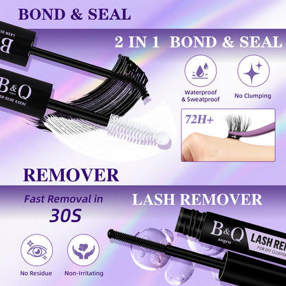 B&Qaugen Wispy Flora Feath5D Lash Clusters Kit – Lightweight 8-18mm C-Curl Lashes + Glue & Tools