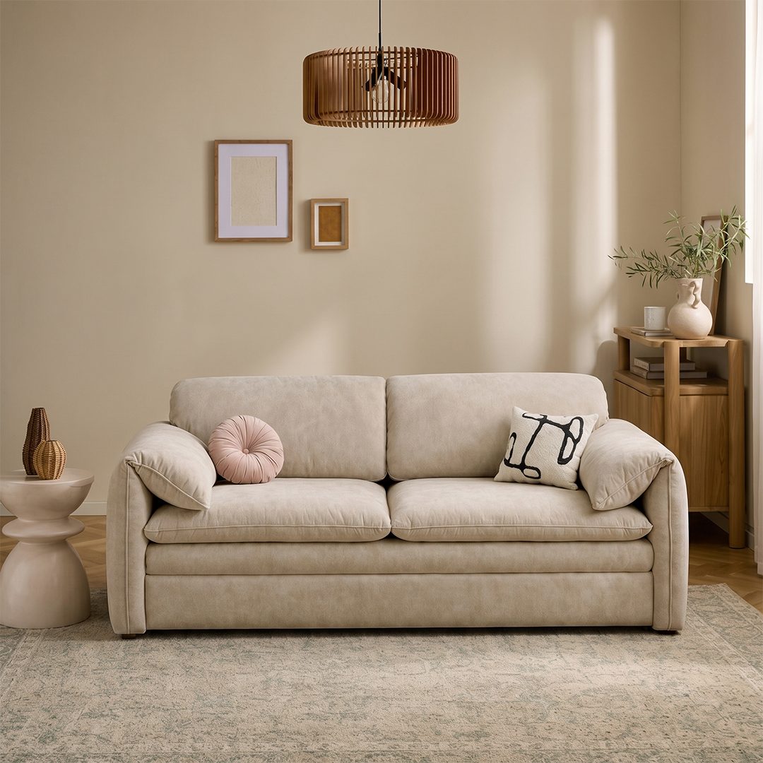 Moore Three Seater Sofa Bed With Storage, Suede