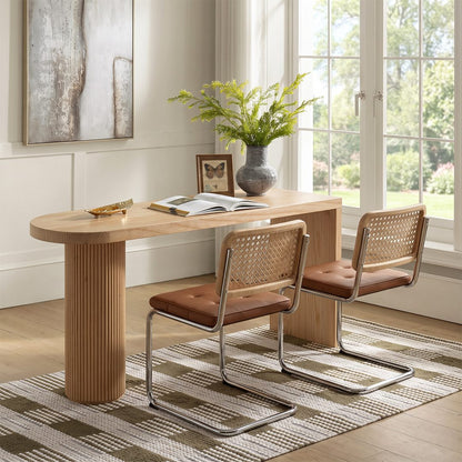 Haruki Narrow Office Desk, Solid Wood, Light Oak