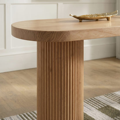Haruki Narrow Office Desk, Solid Wood, Light Oak