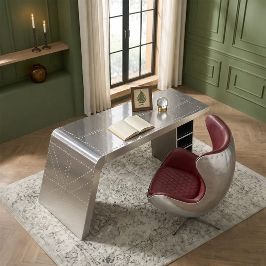 Timothy Oulton Aviator Aviation Desk, Office Desk, Aluminium