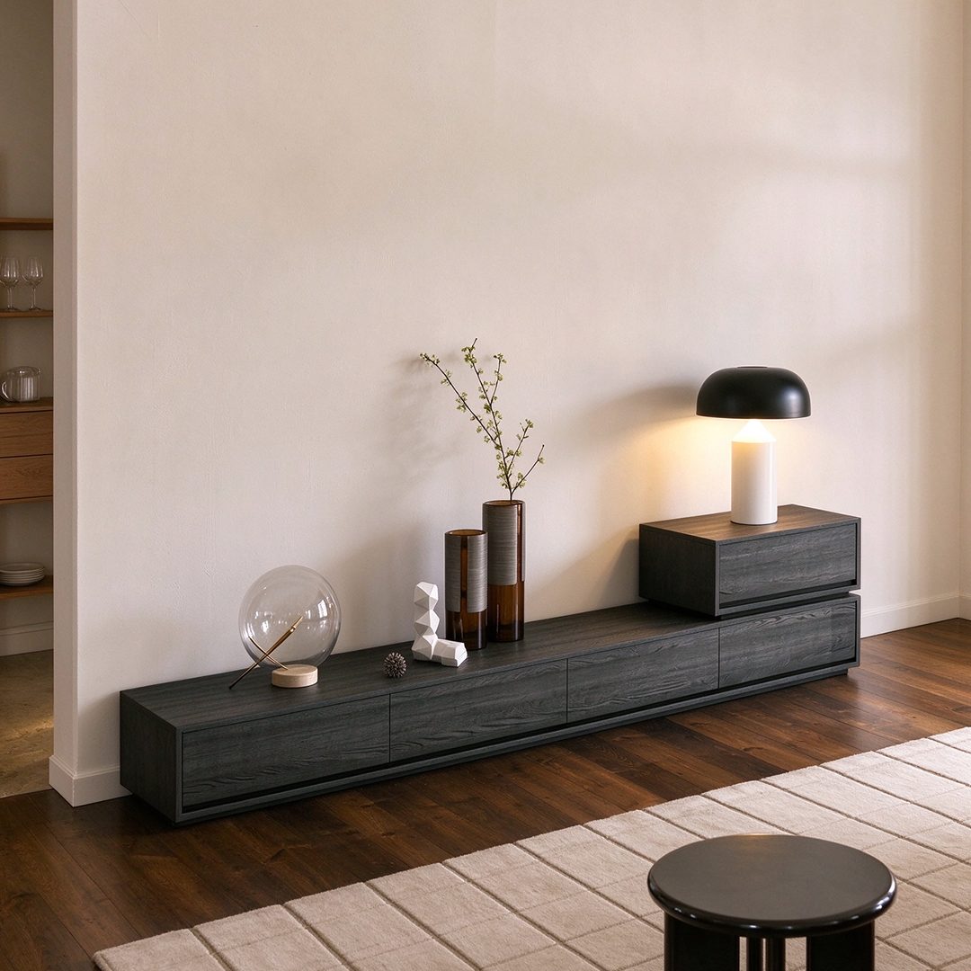 Agnes TV Stand, Black Oak