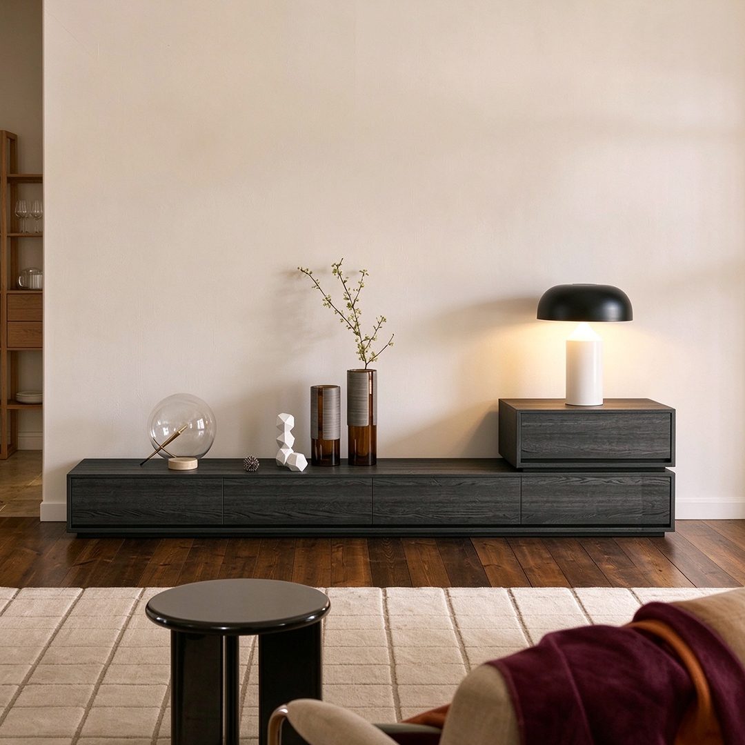 Agnes TV Stand, Black Oak
