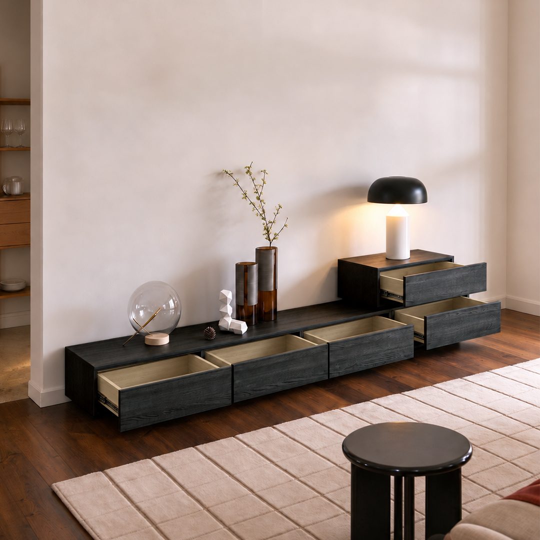 Agnes TV Stand, Black Oak