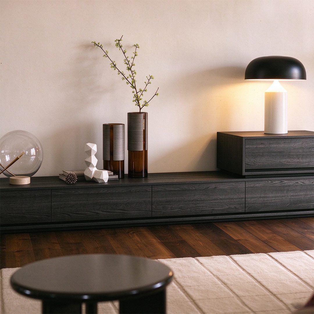 Agnes TV Stand, Black Oak