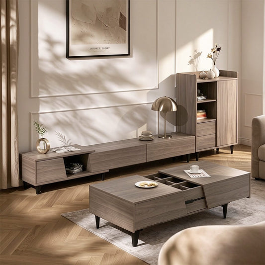 Noric Media Units, Extendable TV Stand, Coffee Table, Side Cabinet