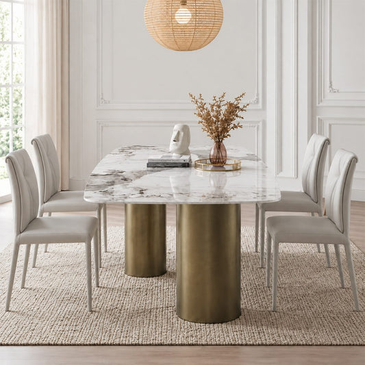 Mira Dining Table, Gold Base