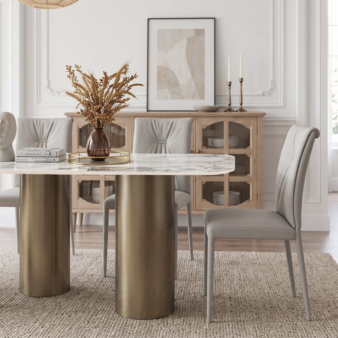 Mira Dining Table, Gold Base