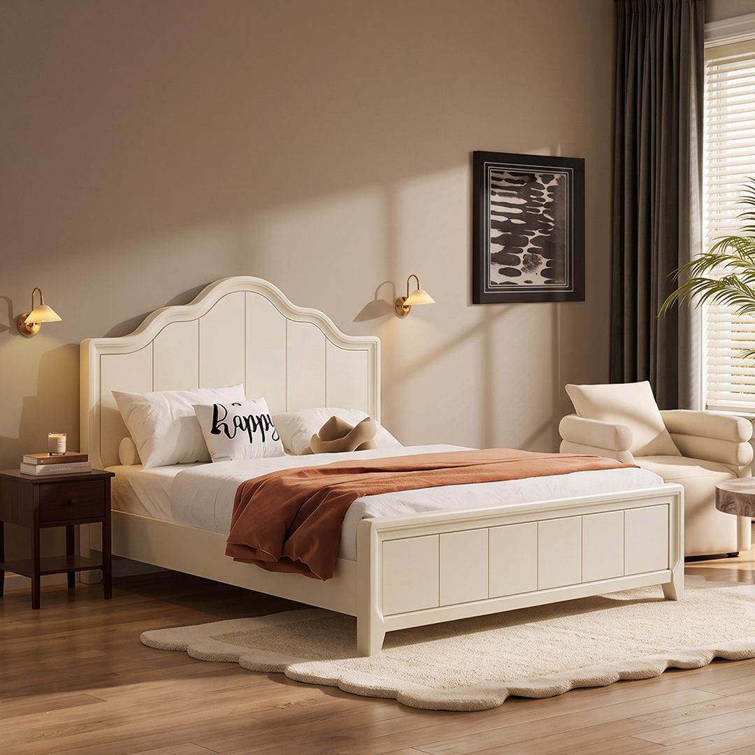 Agnes King Size / Super King Size Bed With Storage, Cream