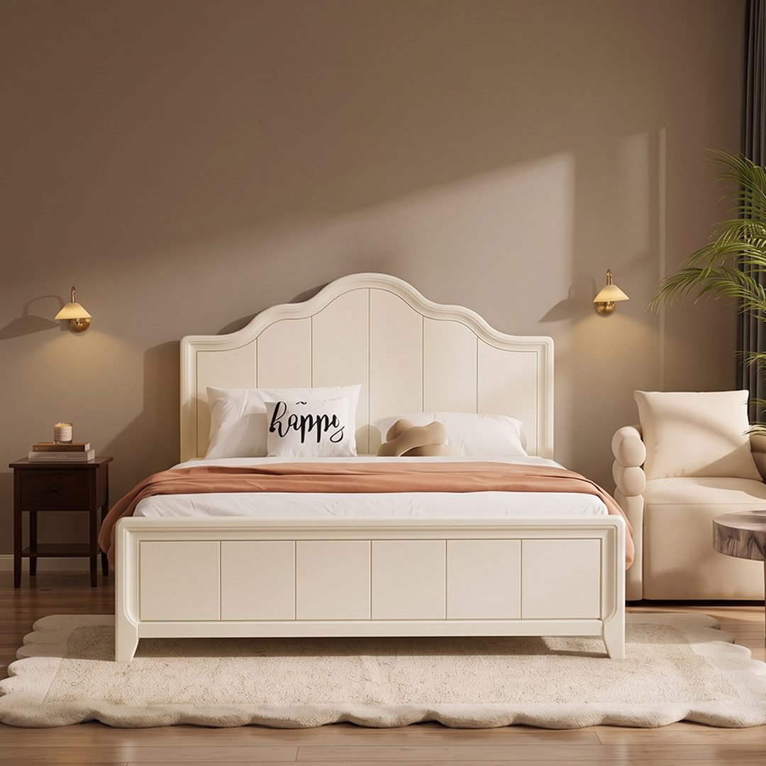 Agnes King Size / Super King Size Bed With Storage, Cream