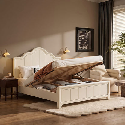 Agnes King Size / Super King Size Bed With Storage, Cream