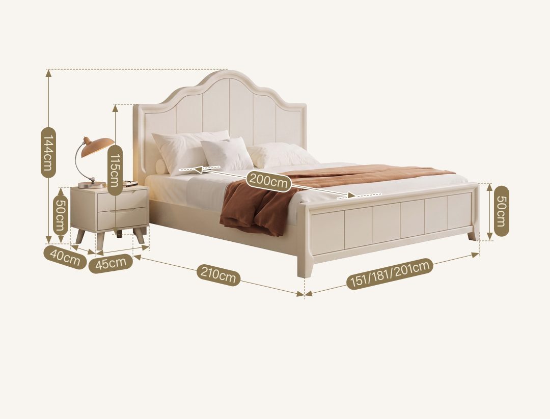 Agnes King Size / Super King Size Bed With Storage, Cream