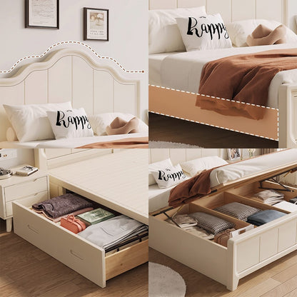 Agnes King Size / Super King Size Bed With Storage, Cream