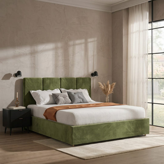 Laura King Size Bed, Velvet