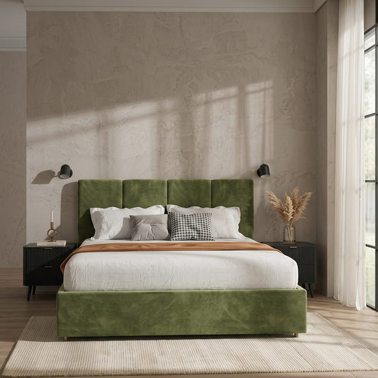 Laura King Size Bed, Velvet