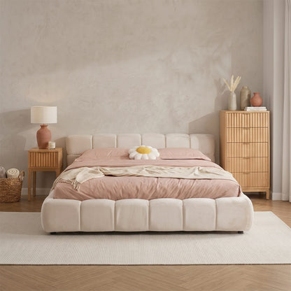 Mamie King Size Bed, More Sizes, Velvet With Storage, Gaslift