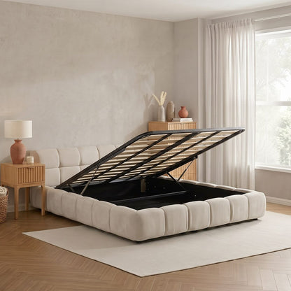 Mamie King Size Bed, More Sizes, Velvet With Storage, Gaslift