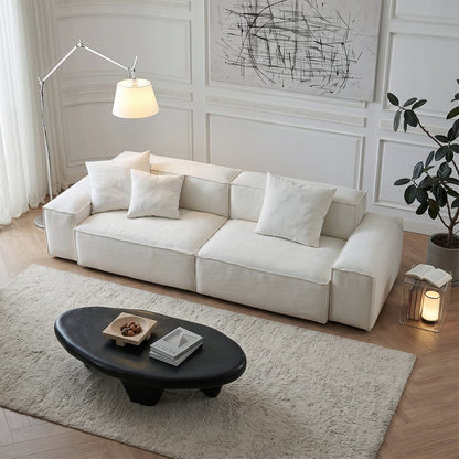 Zaavan Three Seater Sofa, Modular Sofa, White Linen