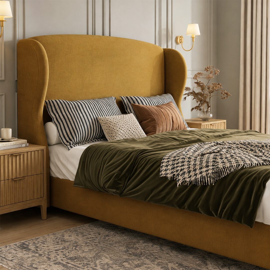 Amara Wingback Double Bed, King Size