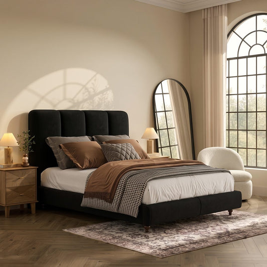 Lysander Double Bed, King Size Bed, Black