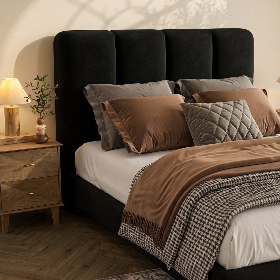 Lysander Double Bed, King Size Bed, Black