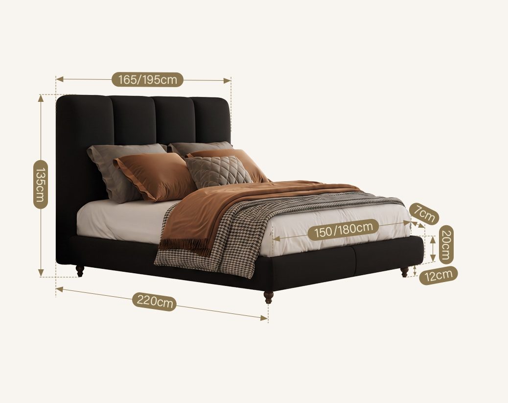 Lysander Double Bed, King Size Bed, Black