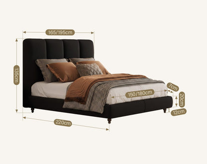 Lysander Double Bed, King Size Bed, Black