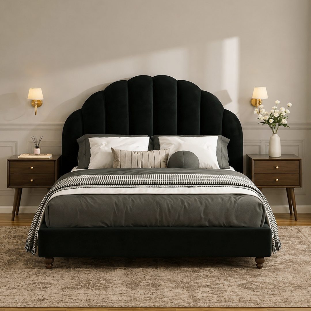 Cassian Small Double Bed, King Size Bed, Flannelette