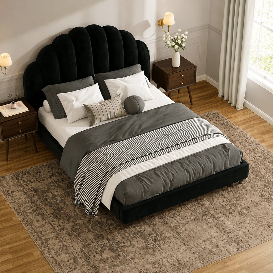 Cassian Small Double Bed, King Size Bed, Flannelette