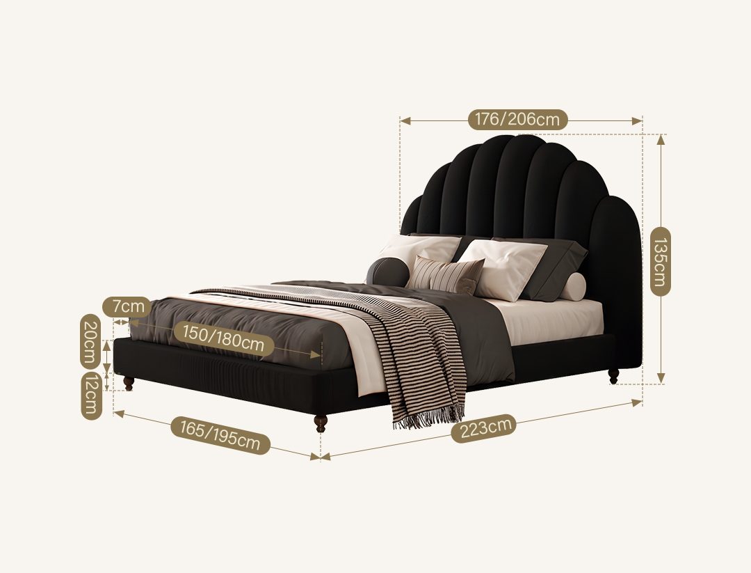Cassian Small Double Bed, King Size Bed, Flannelette