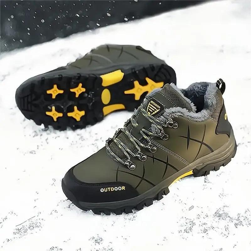 Brand Men's Waterproof Winter Snow Boots - Leather, Super Warm, Outdoor Hiking & Work Shoes (Sizes 39-47)