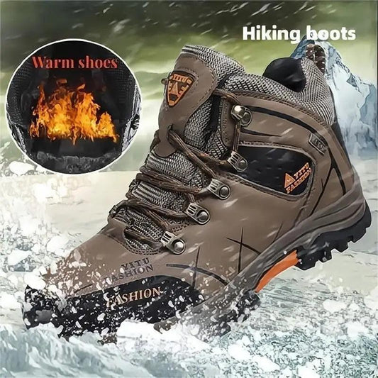 Brand Men's Waterproof Winter Snow Boots - Leather, Super Warm, Outdoor Hiking & Work Shoes (Sizes 39-47)