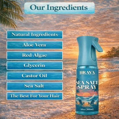 BRAVA Sea Salt Spray for Men – Texturizing Hair, Beachy Volume, All Natural, 10 oz