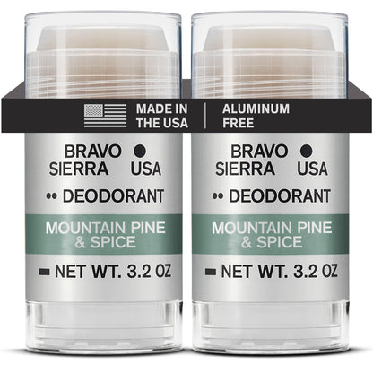 Bravo Sierra Aluminum-Free Deodorant for Men – Mountain Pine & Spice 2-Pack