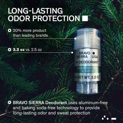 Bravo Sierra Aluminum-Free Deodorant for Men – Mountain Pine and Spice, 3.2 oz