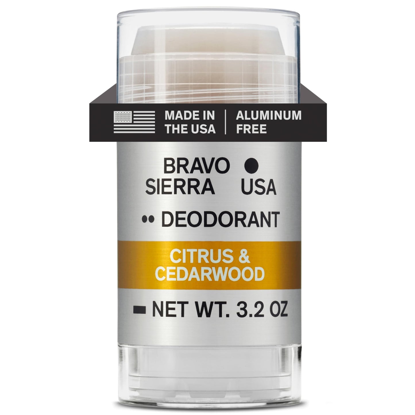 Bravo Sierra Aluminum-Free Deodorant for Men | Citrus & Cedarwood, 3.2 oz | Long-Lasting Odor & Sweat Protection