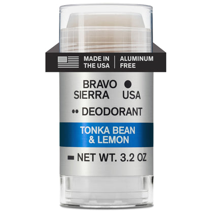 Bravo Sierra Aluminum-Free Deodorant for Men – Tonka Bean & Lemon, 3.2 oz