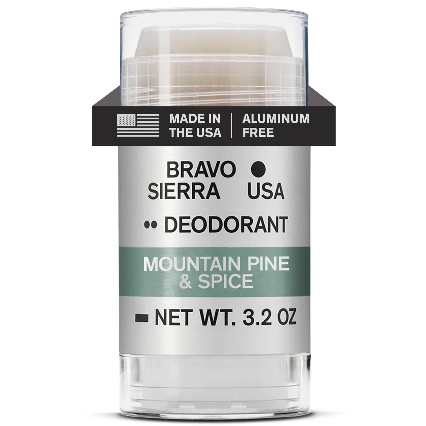 Bravo Sierra Aluminum-Free Deodorant for Men – Mountain Pine and Spice, 3.2 oz