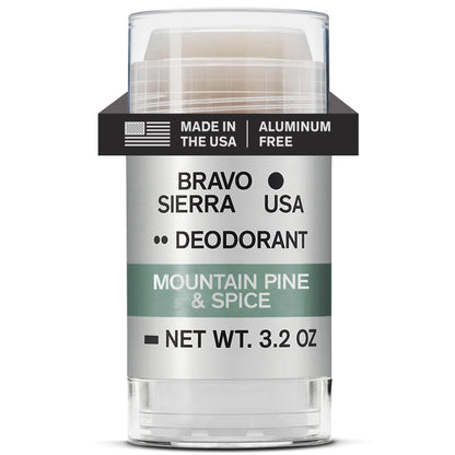 Bravo Sierra Aluminum-Free Deodorant for Men – Mountain Pine and Spice, 3.2 oz