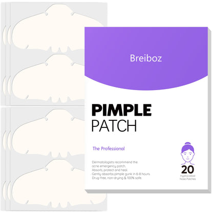 Breiboz XL Nose Pimple Patches – Hydrocolloid Patches with Tea Tree, Salicylic Acid & Cica Oil | 20 Patches