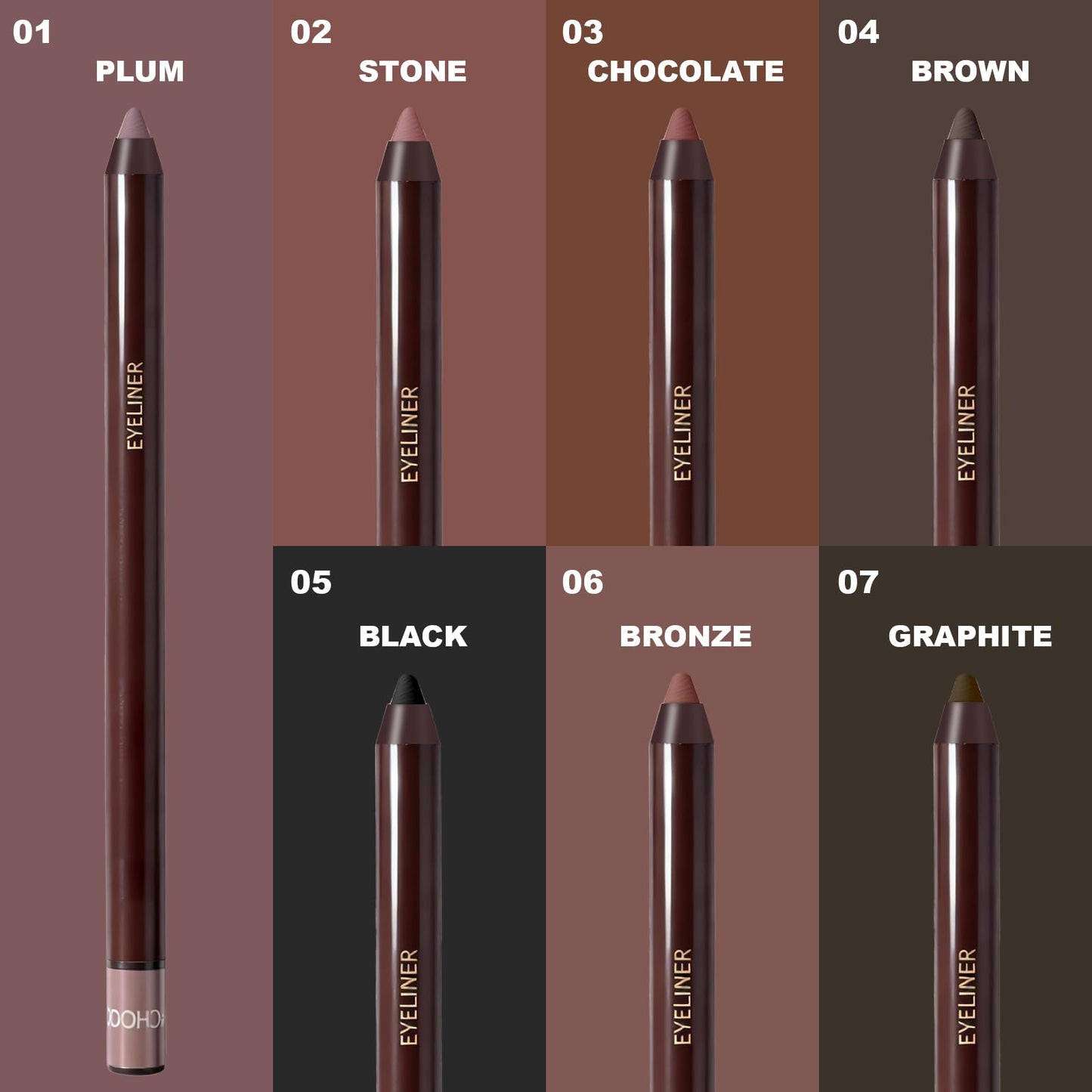 Brenqe Plum Gel Eyeliner Pencil 2PCS – Waterproof & Smudge-Proof