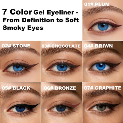 Brenqe Plum & Black Gel Eyeliner Set 2PCS – Long-Lasting Waterproof Creamy Gel