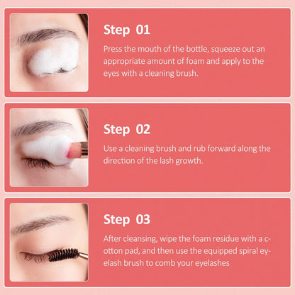 BREYLEE Eyelash Extension Cleanser | 200ml Foam Shampoo with Brush for Salon & Home Use