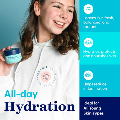 Day+Bright Facial Moisturizer for Teens | 50mL | Non-Greasy Hydration | Chamomile, Turmeric, Ashwagandha