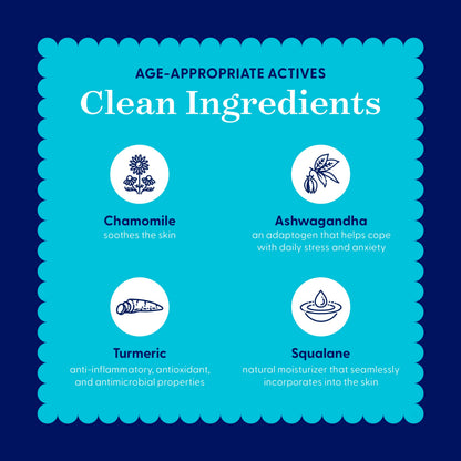 Day+Bright Facial Moisturizer for Teens | 50mL | Non-Greasy Hydration | Chamomile, Turmeric, Ashwagandha