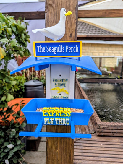 Brighton and Hove Garden Bird Feeding Station -  Garden Decor and Wild Bird Food Feeder  Gift for albion Fan- seagulls supporter present.