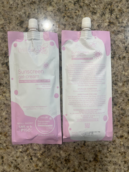Brilliant Skin Sunscreen Gel-Cream Refill Sachets (50g x 2) – Lightweight SPF