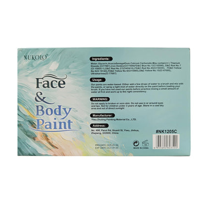BRIMFULITE Water Activated Face Paint Kit – Highly Pigmented Split Cake with 4 Brushes