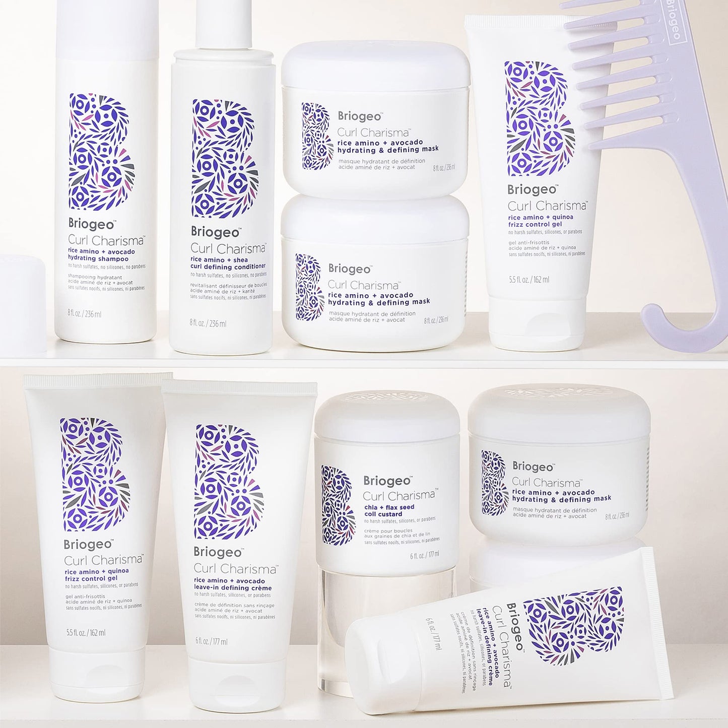 Briogeo Curl Charisma Rice Amino + Avocado Leave-In Defining Crème – Hydrating Curl Styler, Vegan & Cruelty-Free, 2 oz